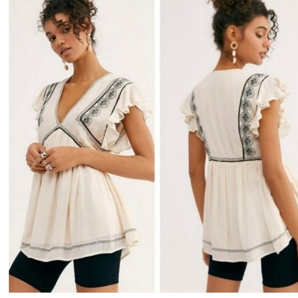 Free People Falling Water White Tunic Top size S